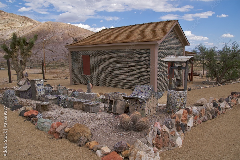Tom Kelly's Bottle House (19051906), Rhyolite Ghost Town Stock Photo