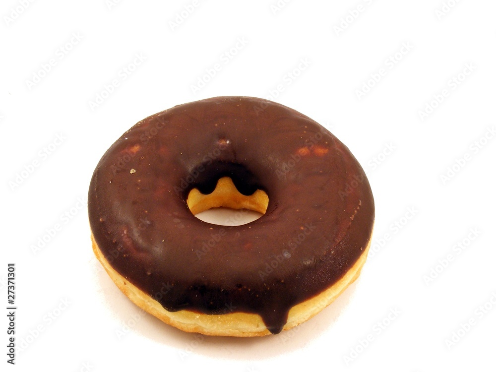 Chocolate doughnut on white backround