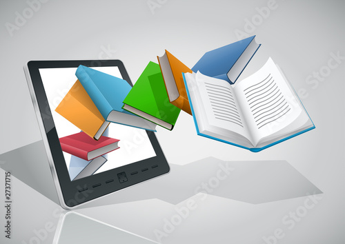 E-book reader and all books.