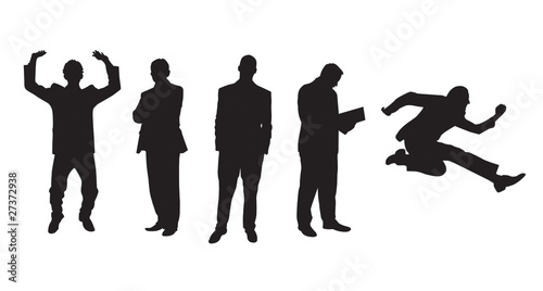 Five silhouettes of different businessmen