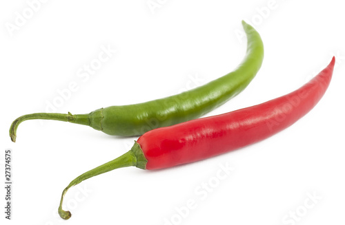 Red and green chili peppers