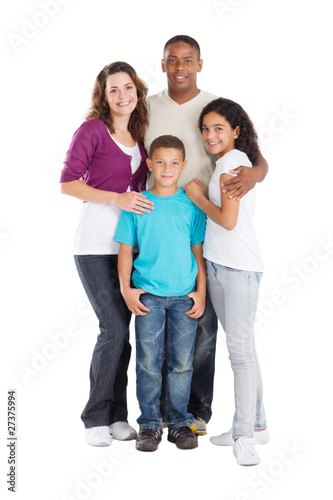 happy mixed-race family