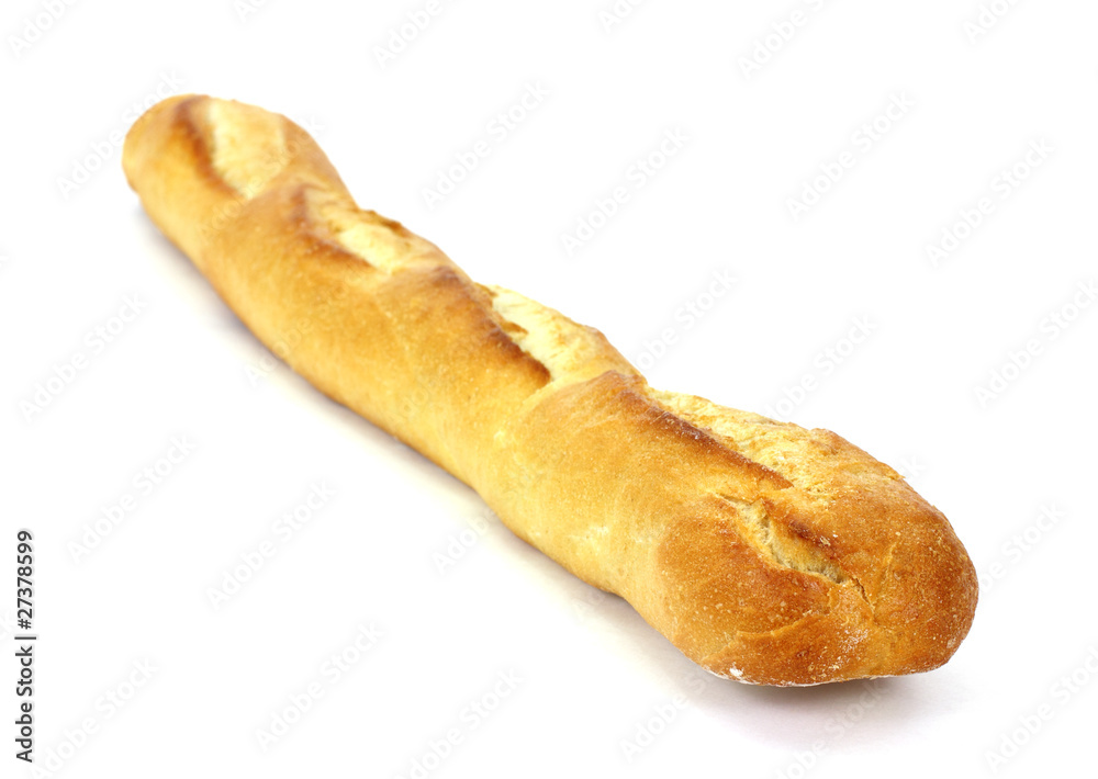 Baguette on white background