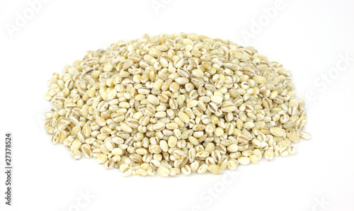 Pearled barley on white background