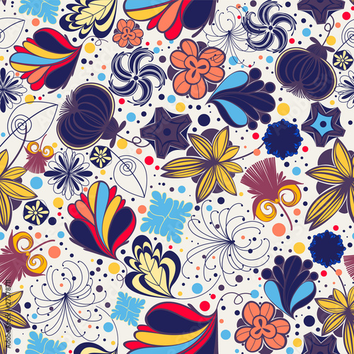 Floral seamless pattern in retro style