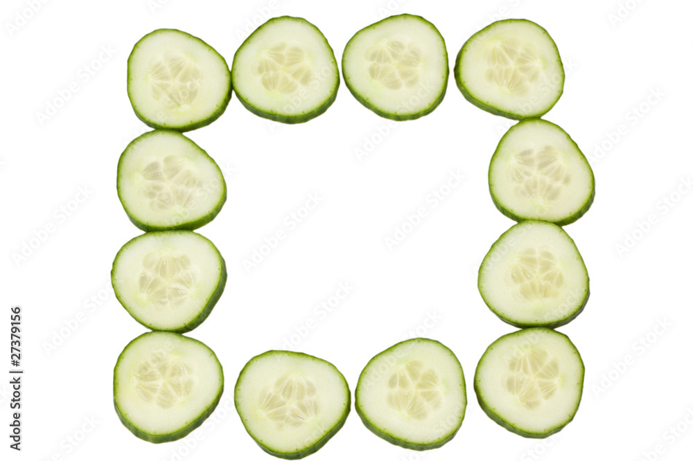 sliced cucumber isolated on white background . sliced cucumber isolated on white background .