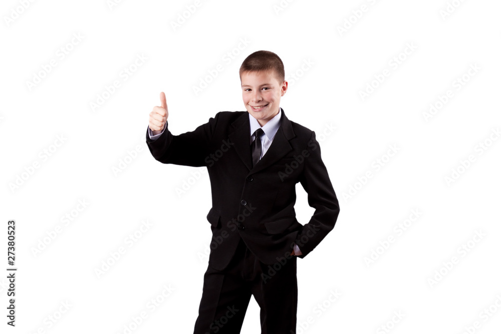 boy gives thumbs up, isolated on white boy gives thumbs up, isolated on white