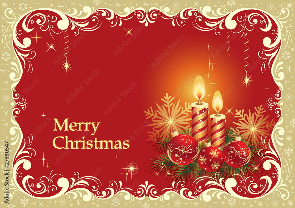 Naklejka premium Christmas frame with candle