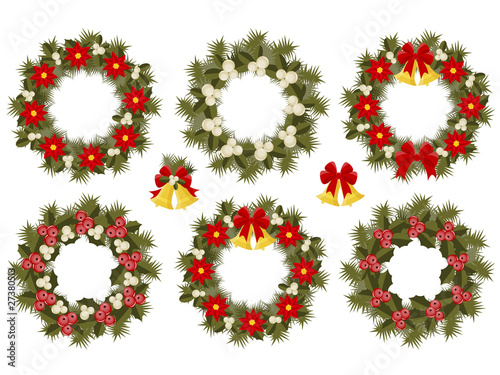 Set of decorated Christmas crowns