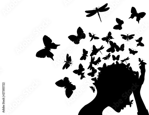 Butterflies from a head