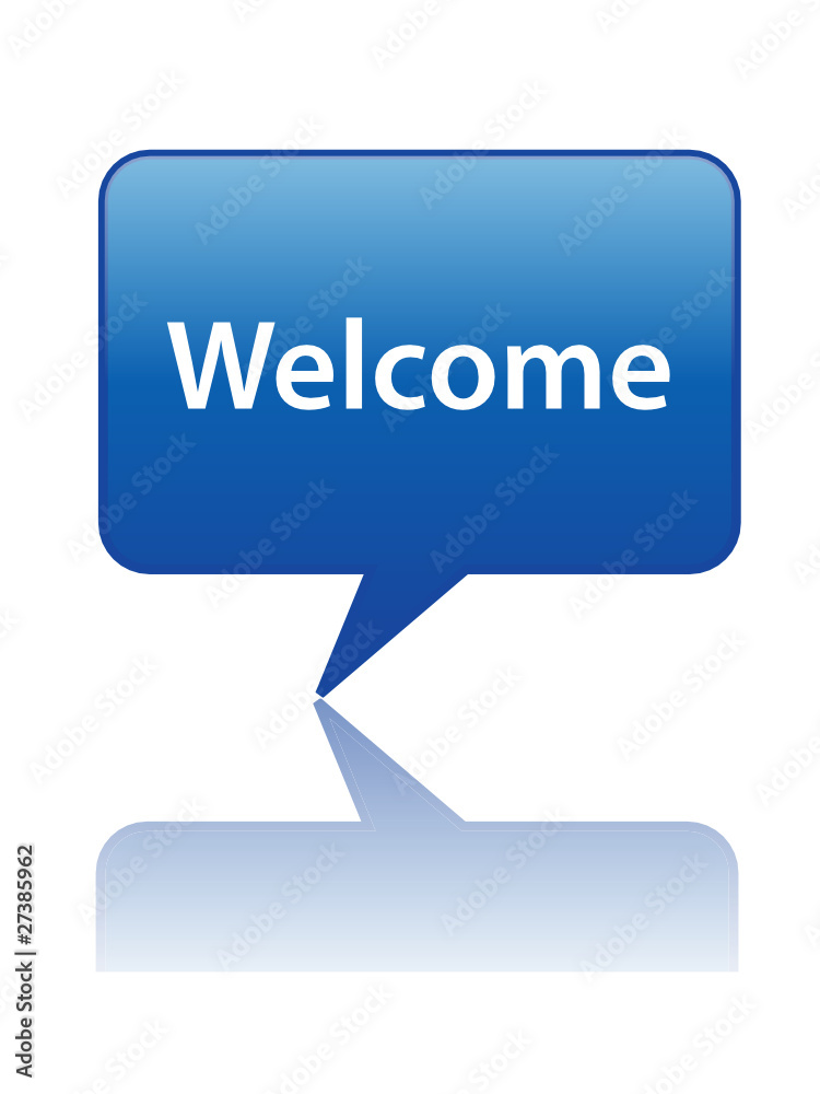 WELCOME speech bubble icon (homepage reception web button smile) WELCOME speech bubble icon (homepage reception web button smile)