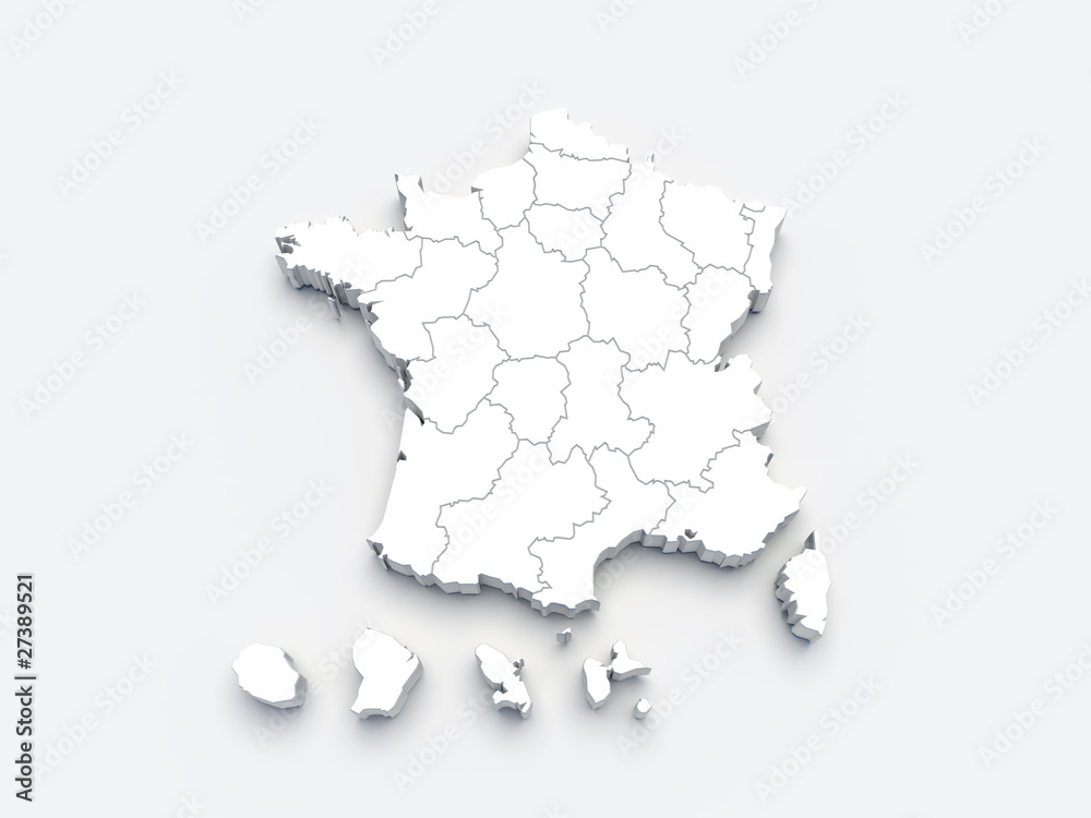 France white map 3D on gray