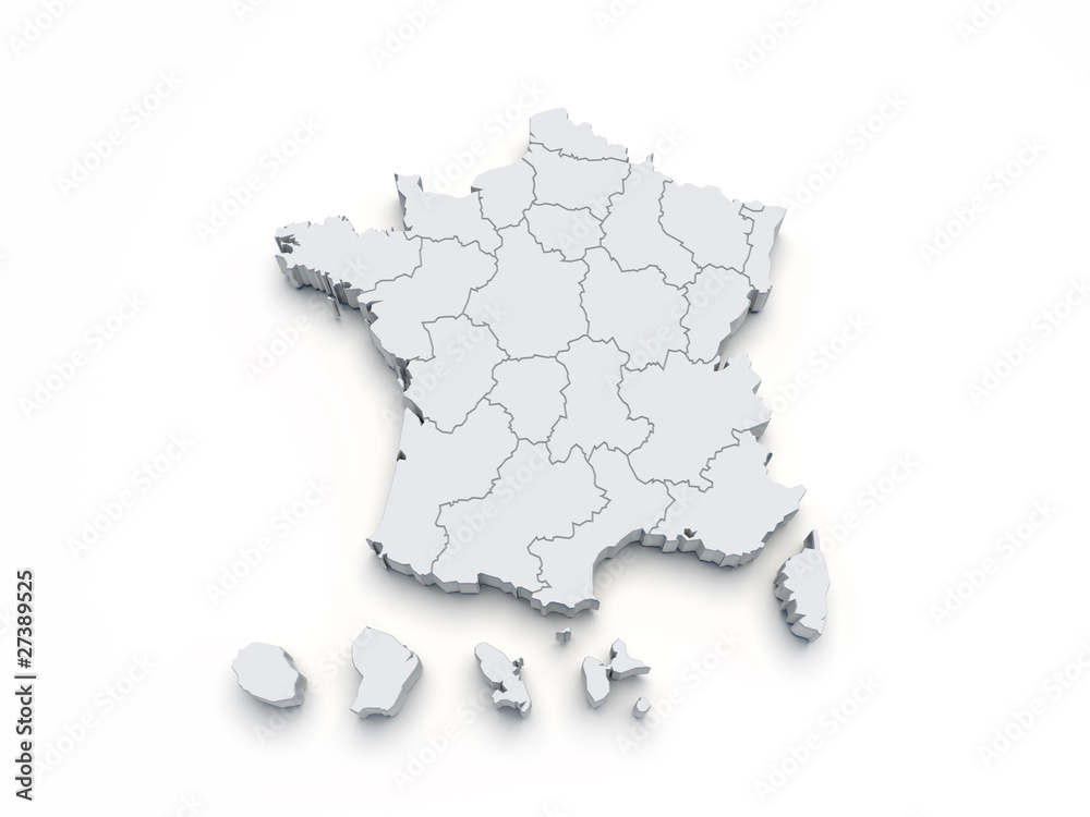 France map 3D on white France map 3D on white
