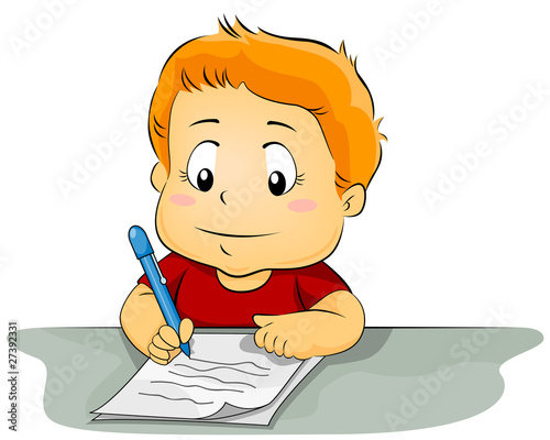 Kid Writing on Paper