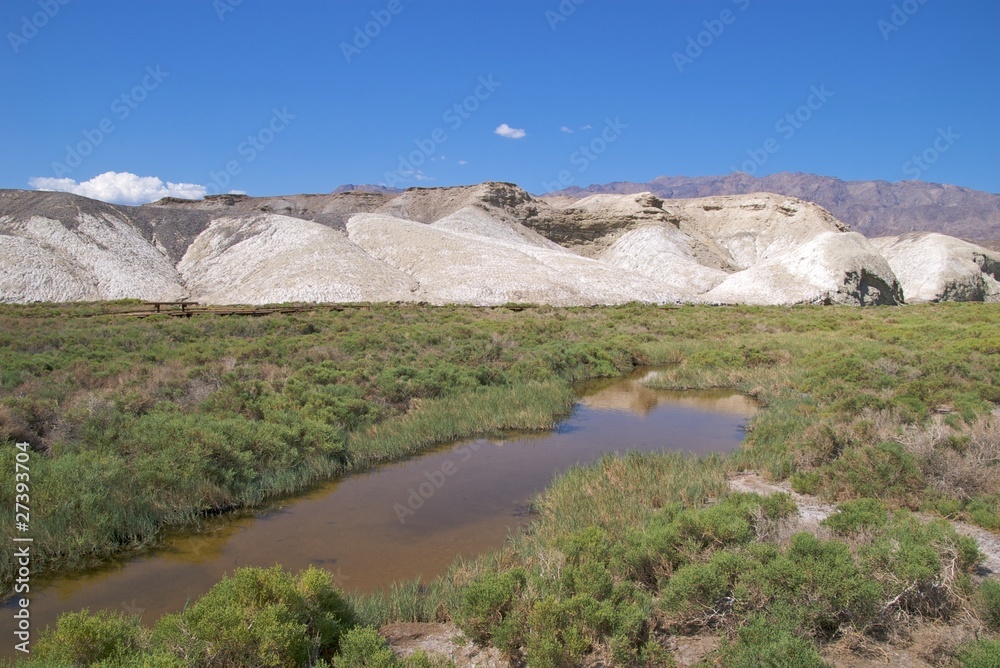 Salt Creek winding through white mud hills, Death Valley NP Salt Creek winding through white mud hills, Death Valley NP