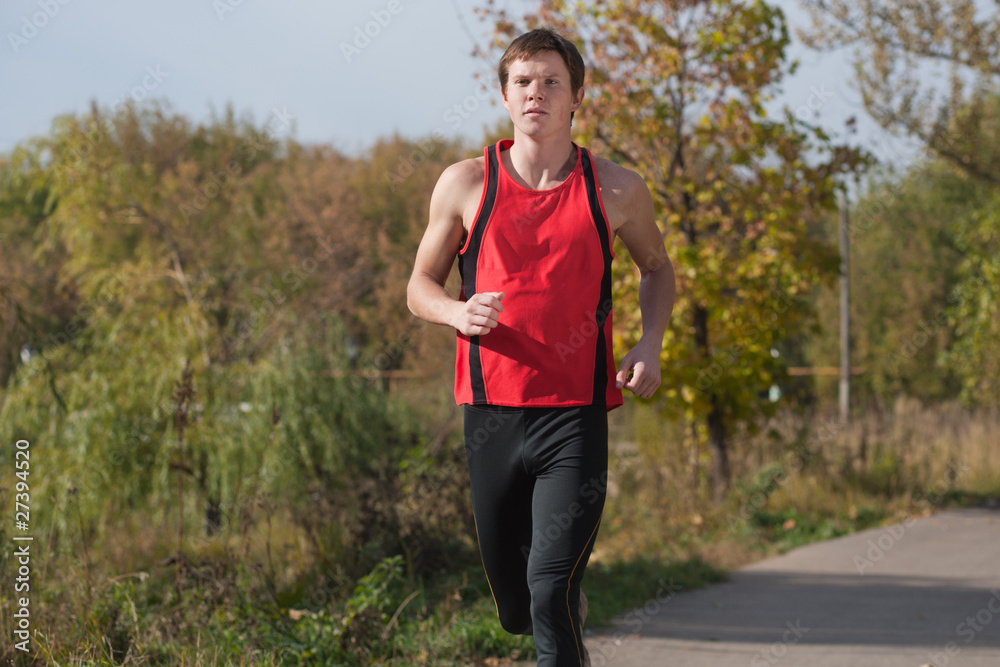 Young man jogging outdoor