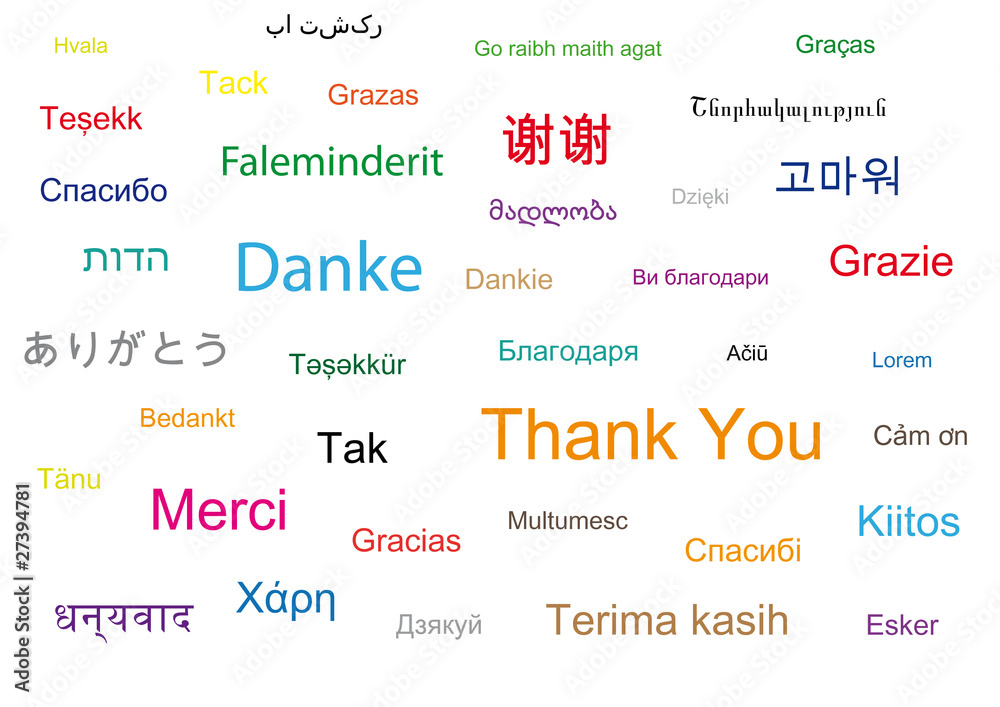 Danke In Einer Fremdsprache Top 7 Danke in 39 Sprachen Stock-Vektorgrafik | Adobe Stock