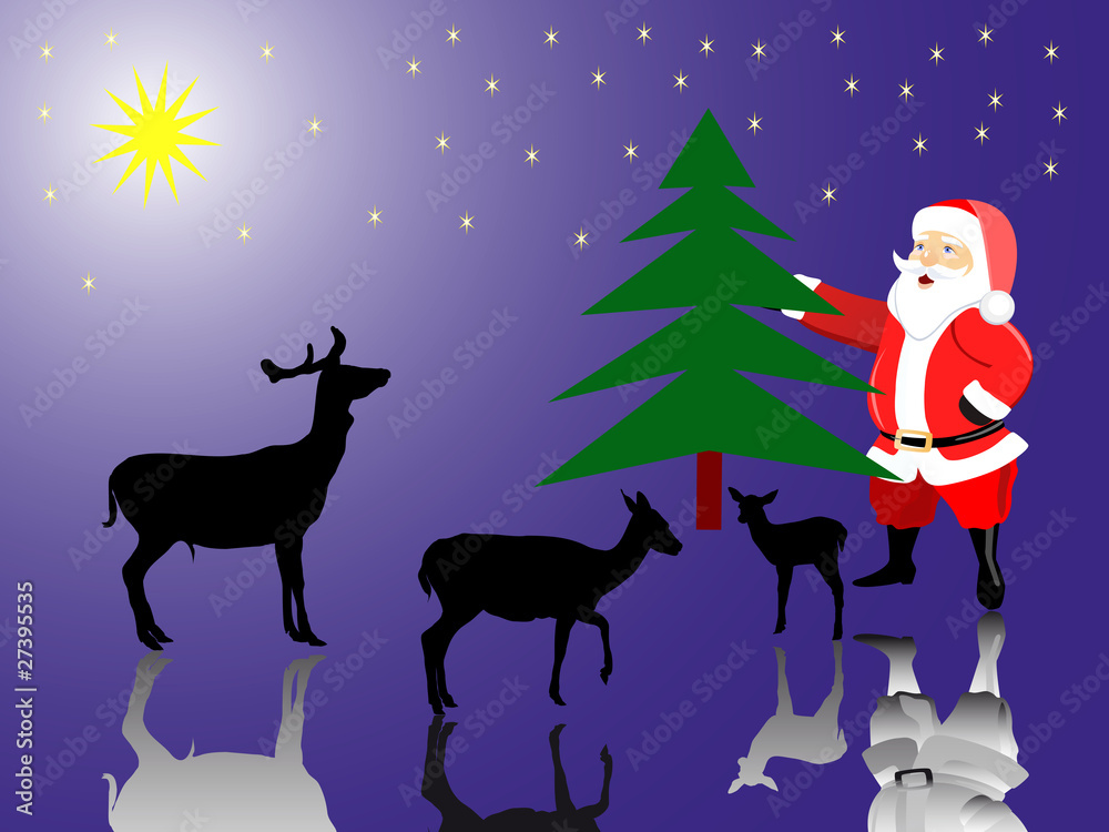 Weihnachtsmann mit Reh Weihnachtsmann mit Reh