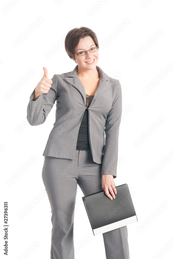 Beautiful young business woman holding a portfolio Beautiful young business woman holding a portfolio