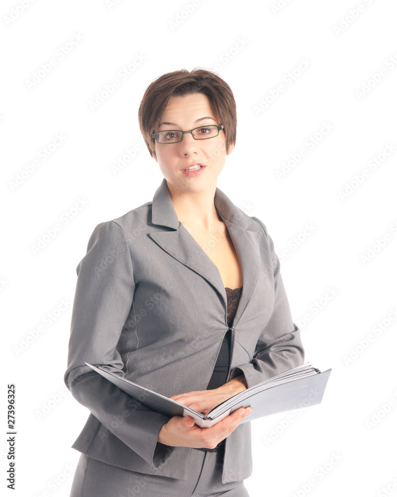 Beautiful young business woman holding a portfolio Beautiful young business woman holding a portfolio