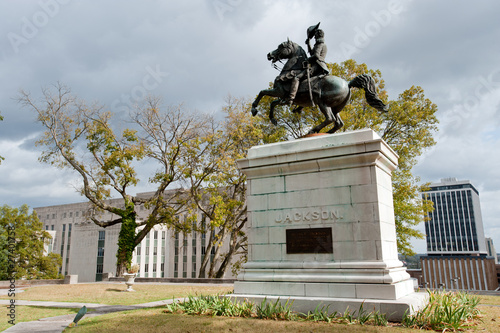 Andrew Jackson monument with Supreme court, Nashville, TN photo