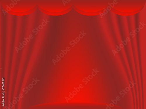 Stage with red curtains