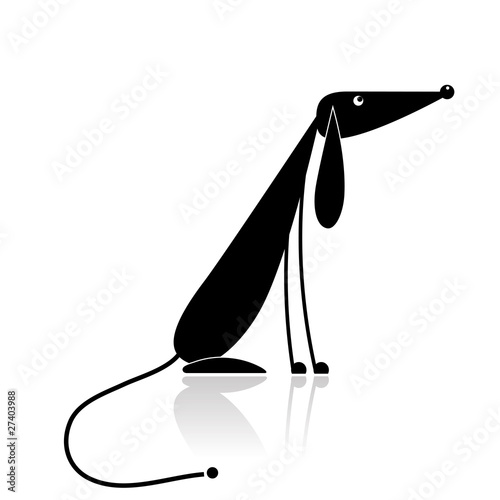 Funny black dog silhouette for your design