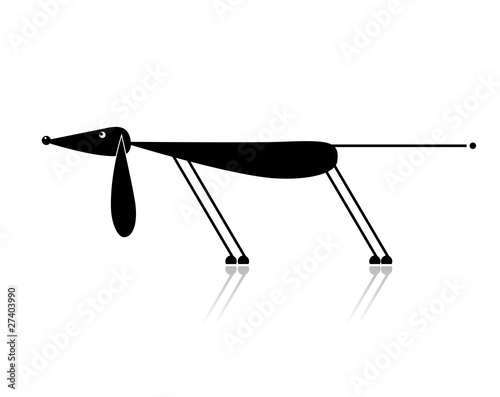 Funny black dog silhouette for your design