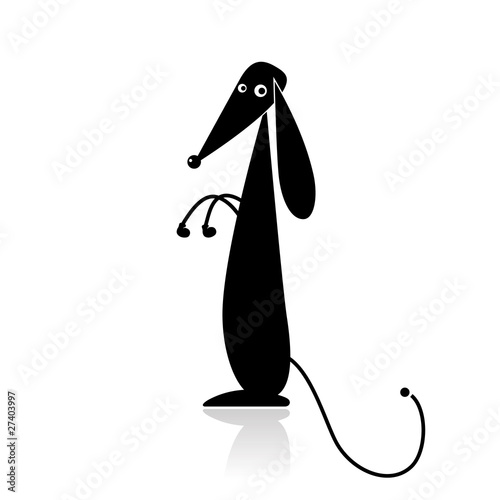 Funny black dog silhouette for your design