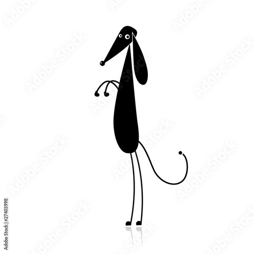 Funny black dog silhouette for your design