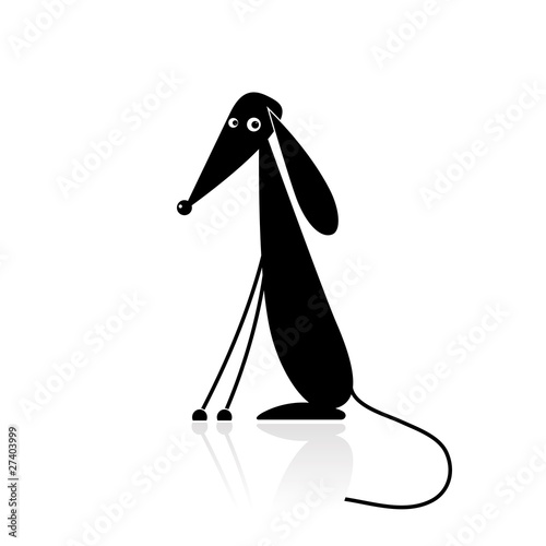 Funny black dog silhouette for your design