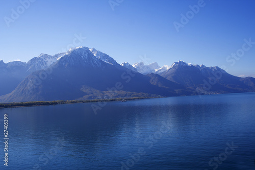 Alps over the lake on Montreaux