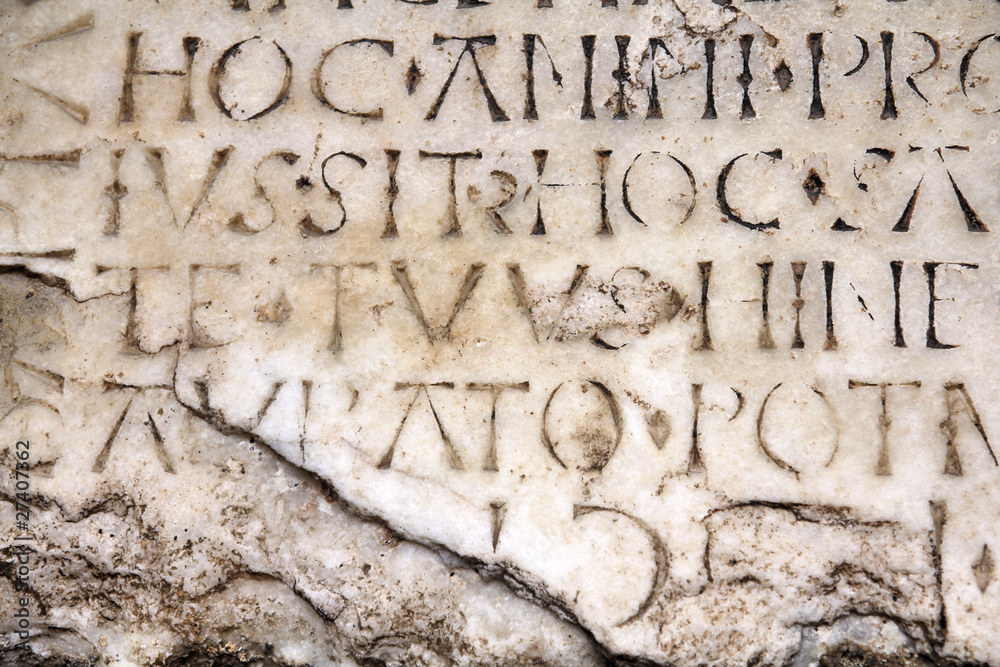 Ancient Roman text in Saint Ambrose Basilica, Milan