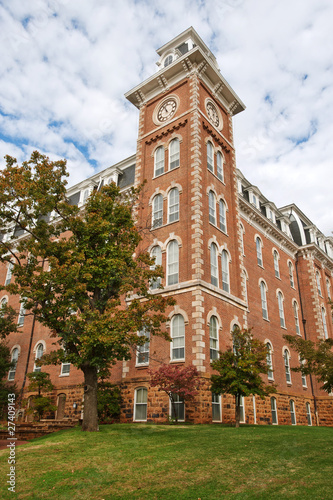 The Old Main clock tower, University of Arkansas campus photo