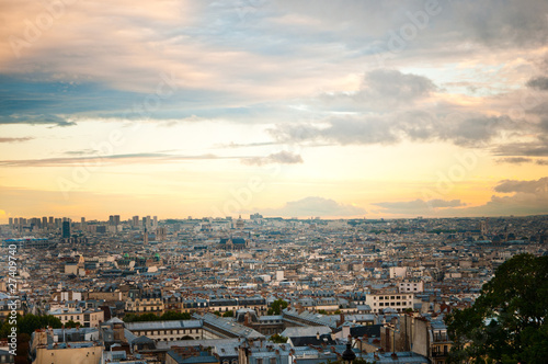Stock Photo Paris skyline from the Sacre Coeur at a summer sunse