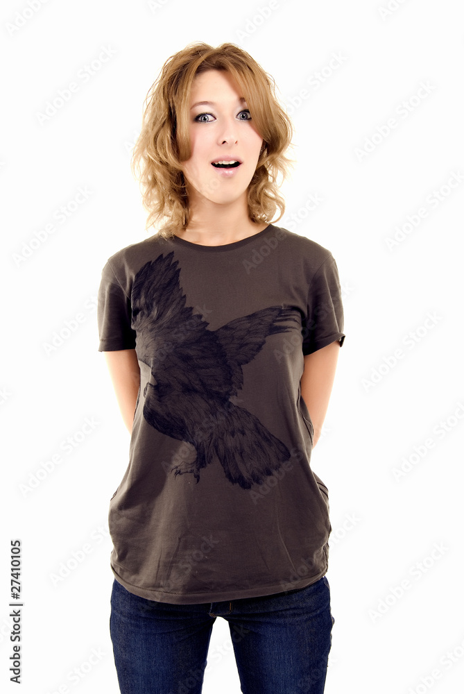 Portrait of a young girl being surprised Portrait of a young girl being surprised