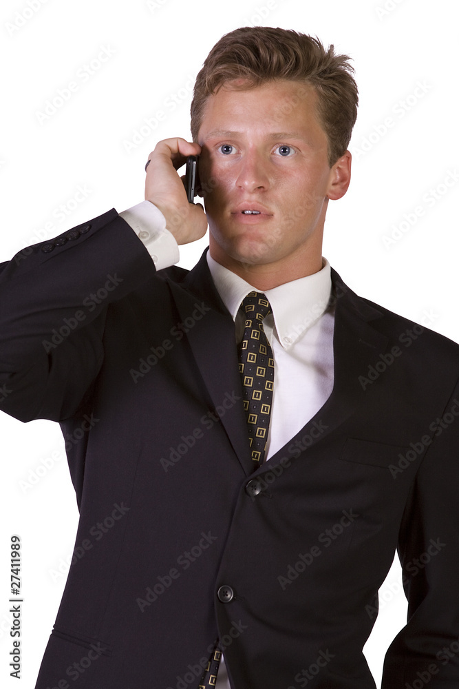 Young businessman conversing on cell phone Young businessman conversing on cell phone