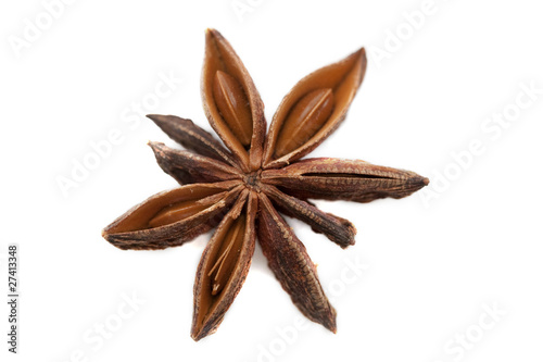 a single star anise isolated on white