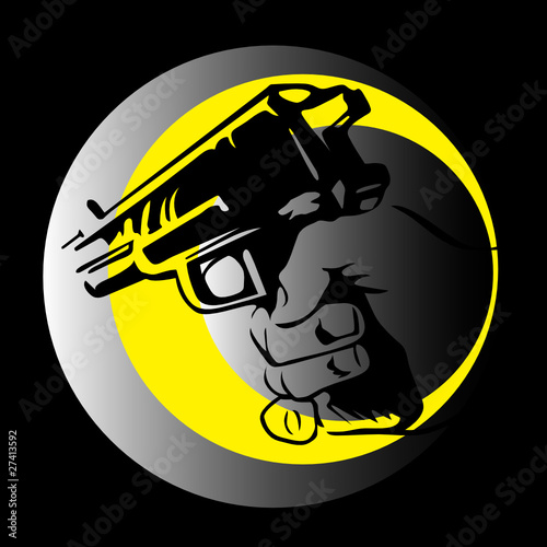 hand with gun vector illustration