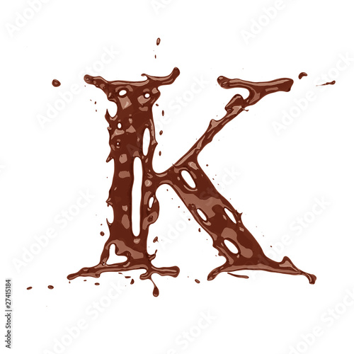 Chocolate letter K isolated on white background