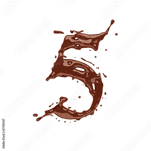 Chocolate digit 5 isolated on white background