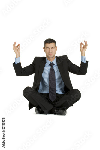 businessman practice yoga