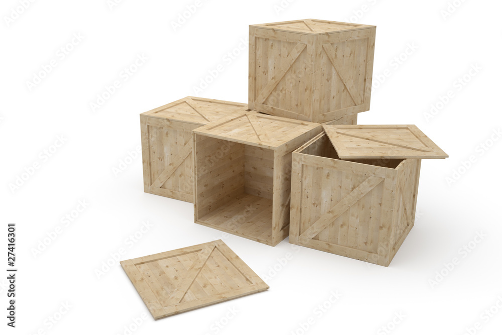 Group of wooden mailboxes Isolated on white background