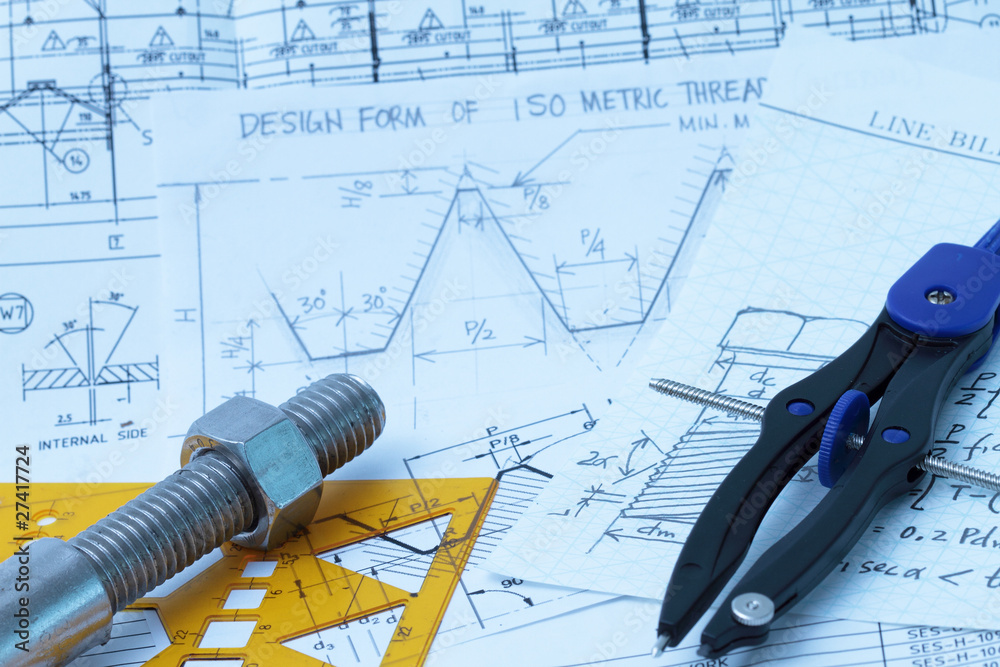 Design calculation of bolt and nut Stock Photo Adobe Stock