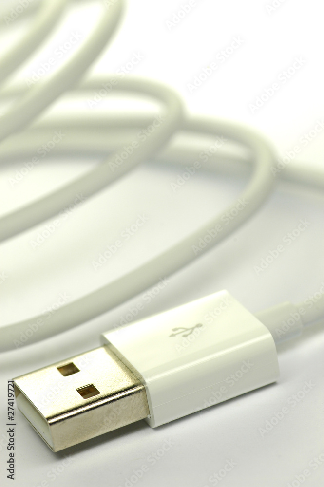 Fototapeta premium White USB cable
