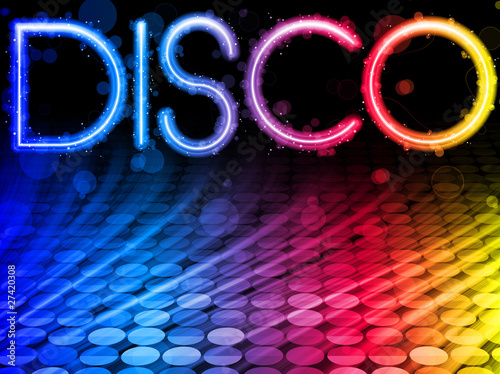 Disco Abstract Colorful Waves on Black Background