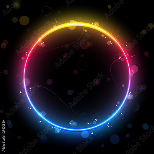 Rainbow Circle Border with Sparkles and Swirls.