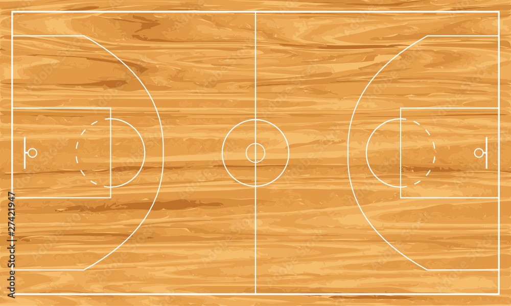 wooden basketball court - obrazy, fototapety, plakaty 