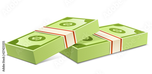 Pack of dollars. Vector illustration. Packs of dollars money
