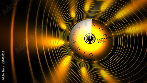 Tachometer orange abstract 3D render